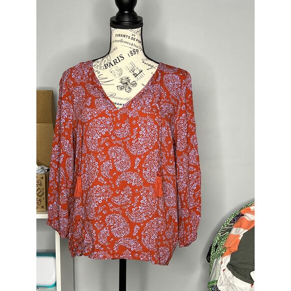 Skies Are Blue (S) Padenia Tassel Detail Split Neck Top - Stitch Fix Blouse - Picture 13 of 13